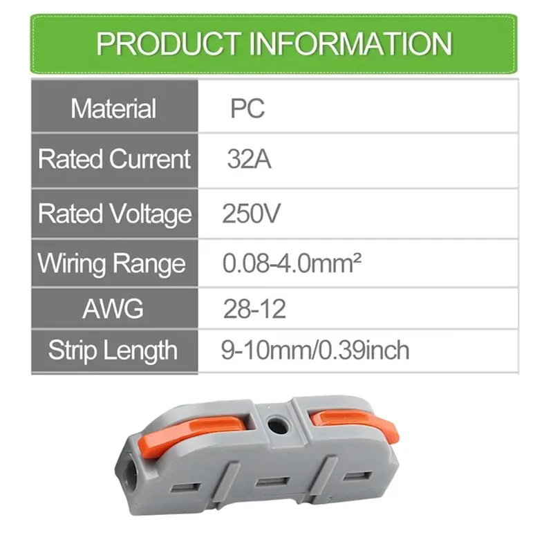 L60A 50Pcs Lever Wire Connector For Quick Connection Connector Compact Splice Insulatedterminal