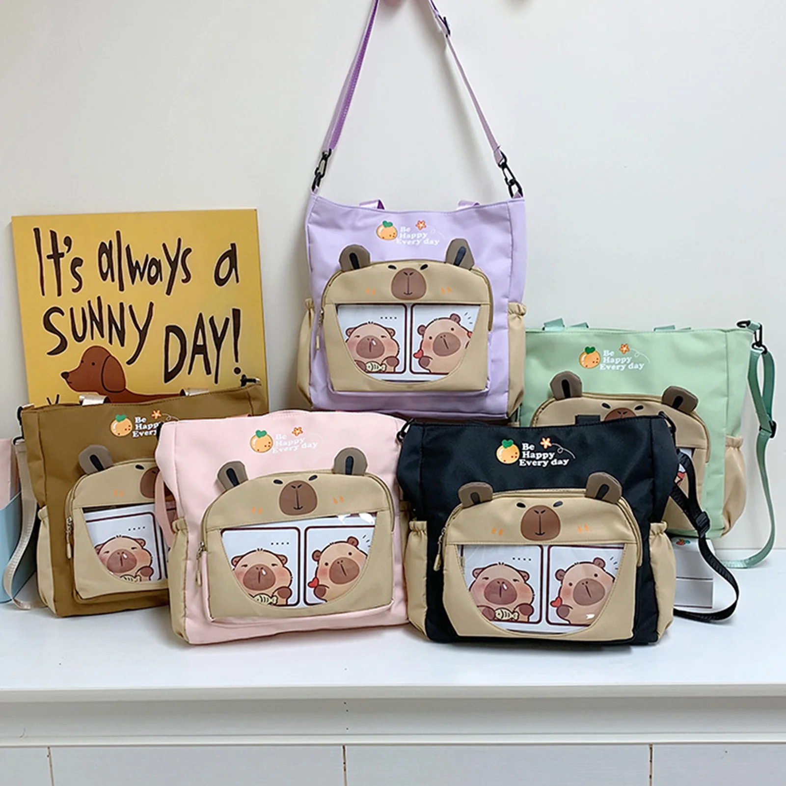 

Capybara Themed Handbag Bag Versatile Large Capacity Cute Capybara Printed Shoulder Bag Aesthetic Shoulder Handbag For School