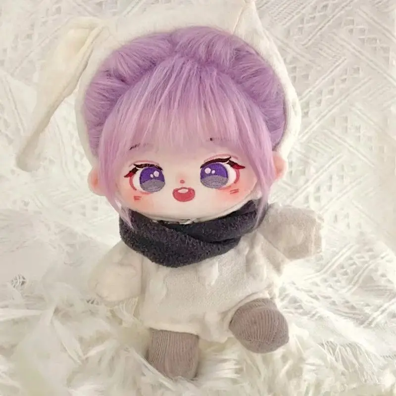 20cm Cute New Cotton Doll Girl Doll  DIY Changeable Clothes Inner Frame Doll Gift Birthday Christmas Purple Hair