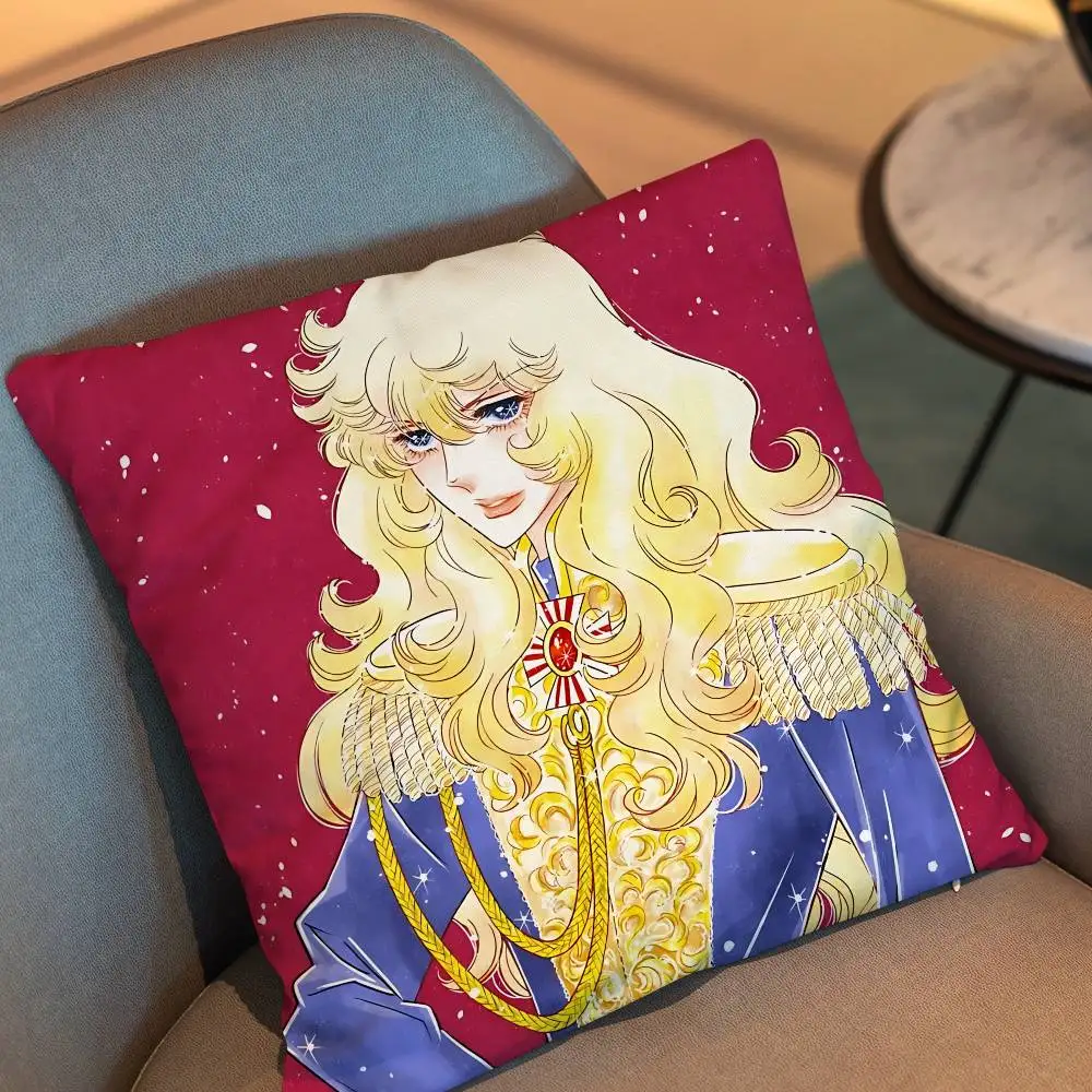 Captain of the Royal Guard Lady Oscar Pillow Case Square Double-Sided Printing Short Plush Sofa Cushion Cover Bedroom Bedside
