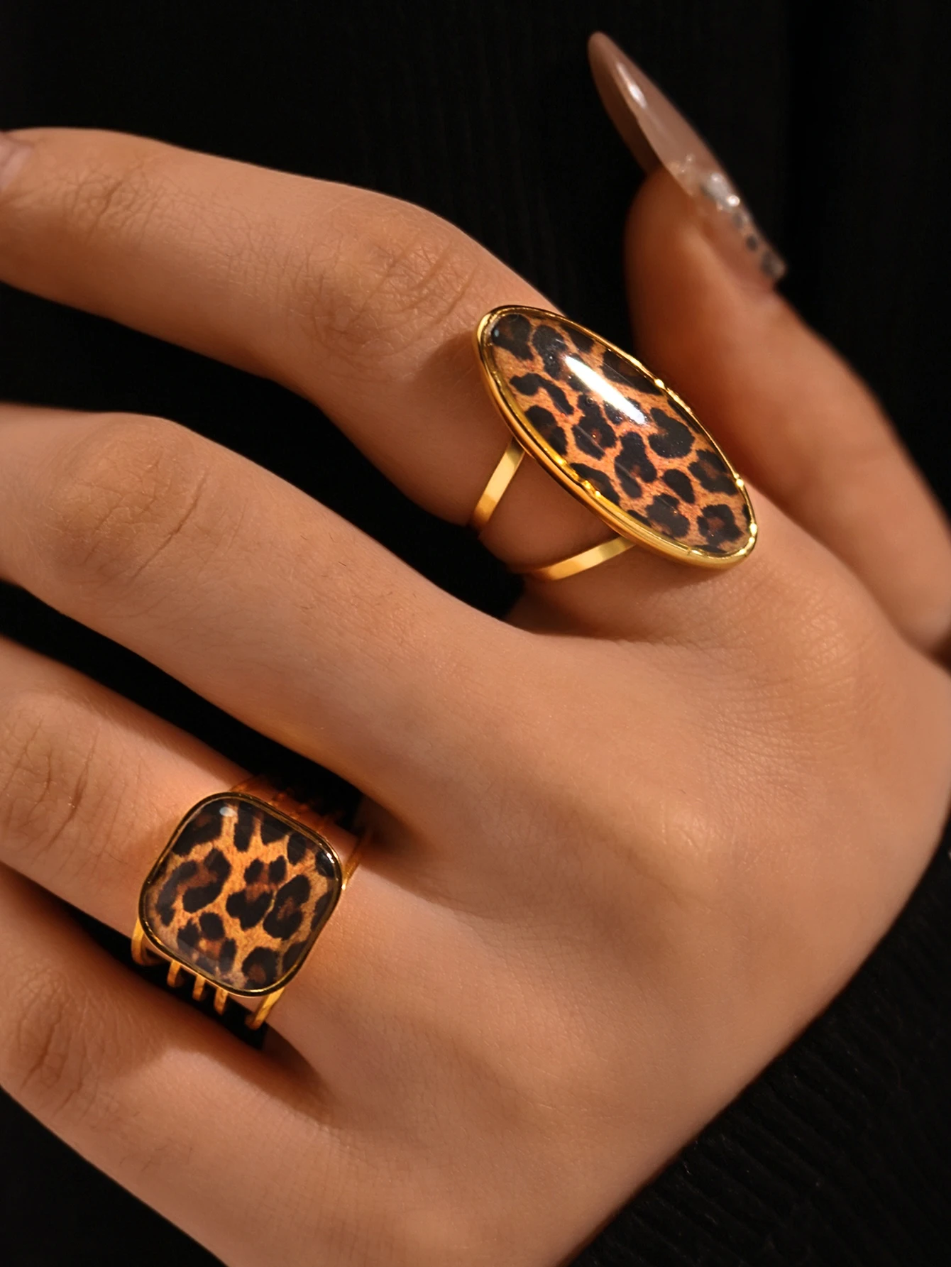 Minimalistische 18K PVD vergulde 304 roestvrijstalen ringen dikke sieraden hoge kwaliteit charme stijlvolle Boho Leopard gouden sieraden