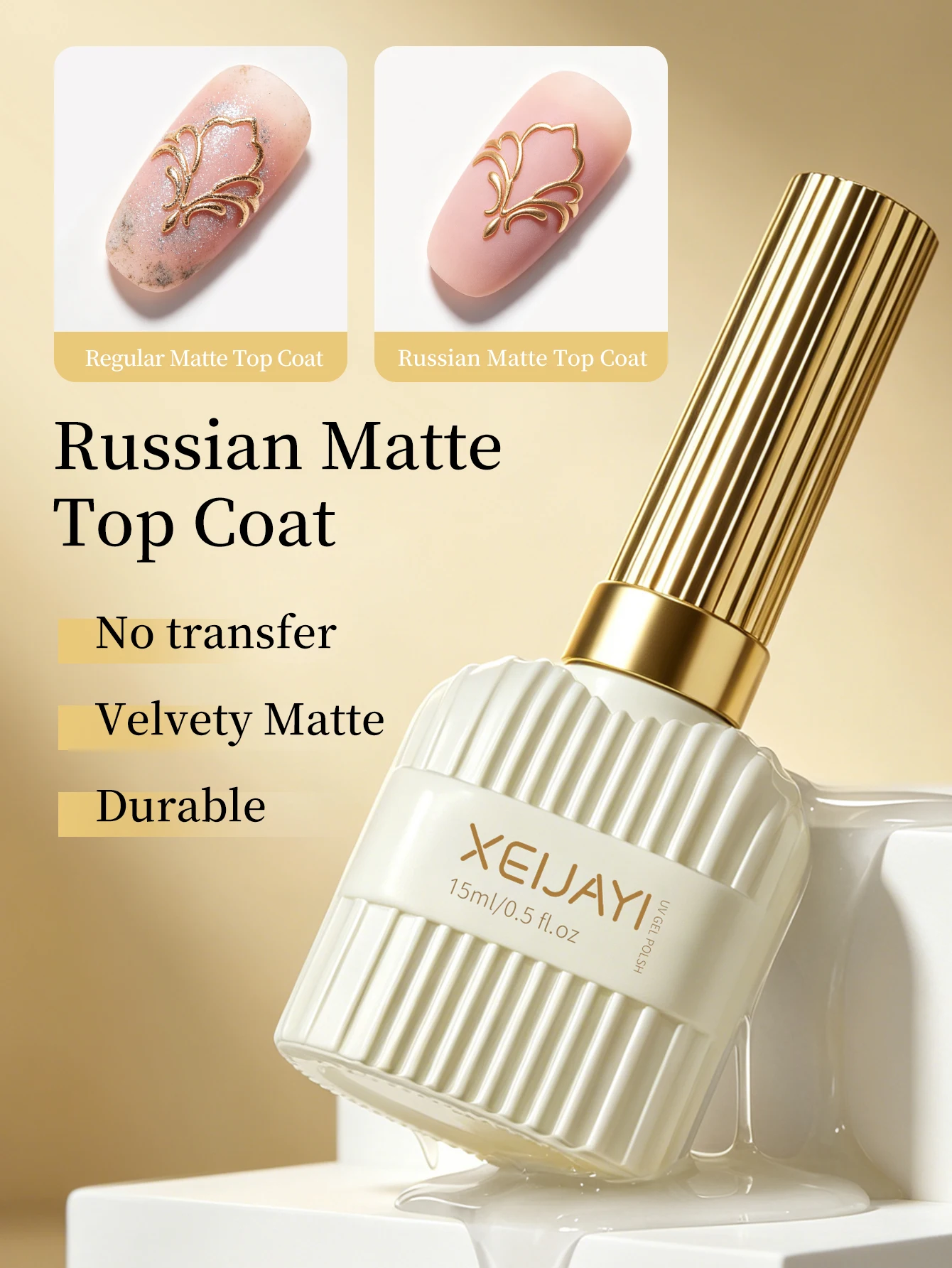 XEIJAYI 1 Stück/3/5 Stück 15ml Russischer Matter Gummi-Top-Coat Gel-Nagellack UV-Siegel Neon-Kunstdesign Matter Base-Coat Gel Beliebtes Gel – Detail 2