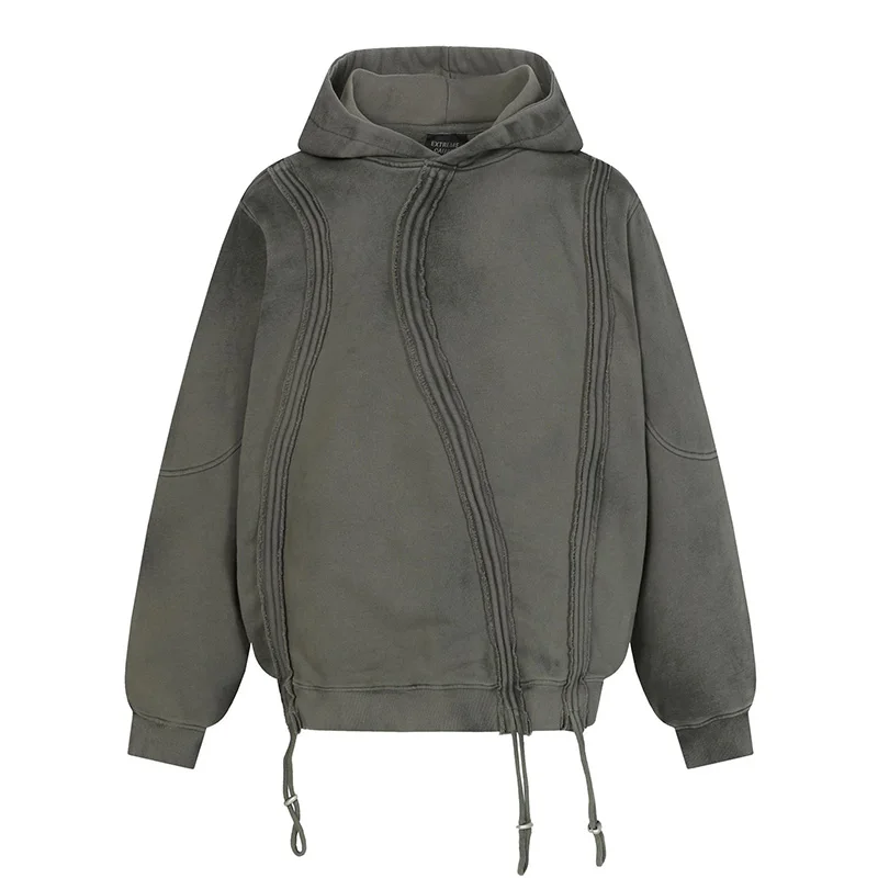 Vintage Irregular Patchwork Casual Sweatshirt Harakuju Streetwear Fashion Pullover Hoodies For Male