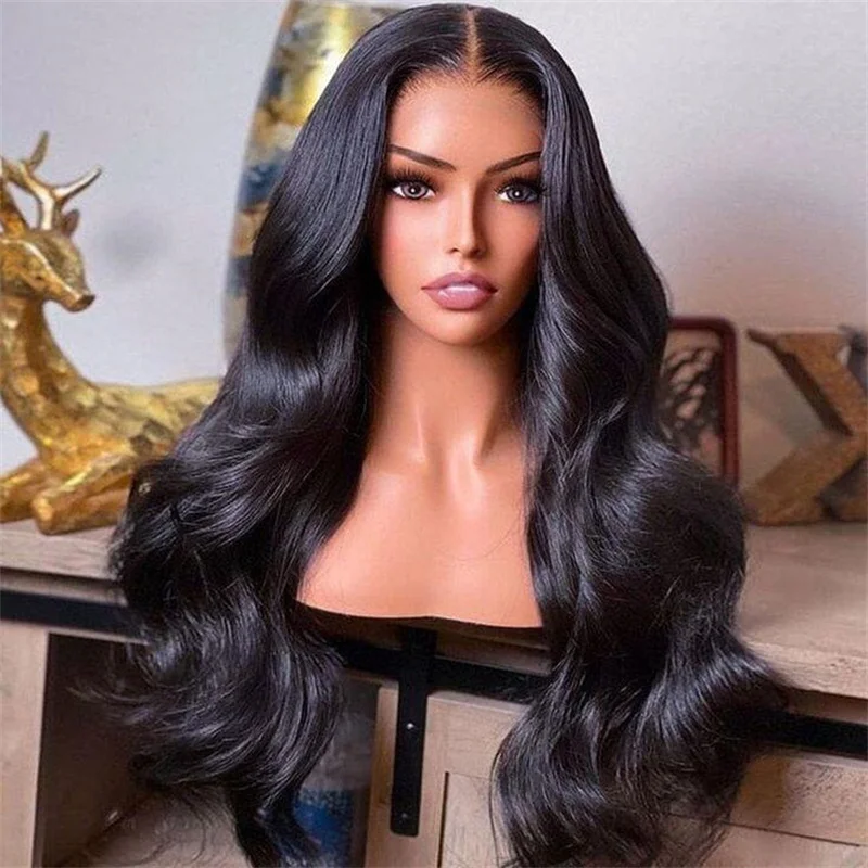 Soft Black Body Wave 200% Glueless 30inch 5x5 Silk Base Jewish Human Hair Wig With Baby Hair HD Lace European Hair Preplucked