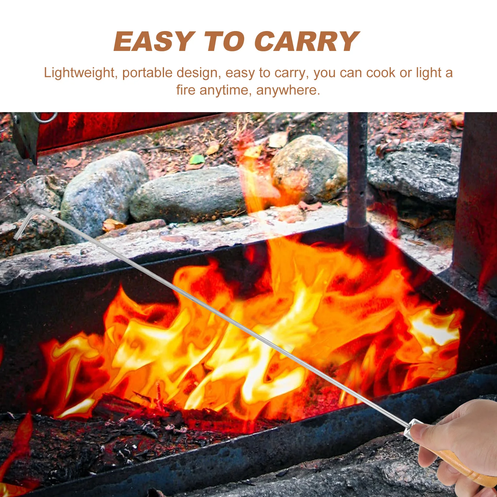 

Fire Hook Outdoor Fireplace Tool Tools for Fireplaces Pit Handle Accessory Metal