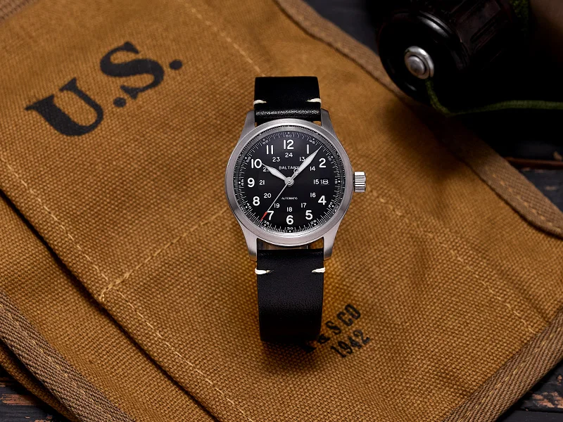 Baltany S2049 Herren-Automatikuhr, 39 mm, Pilot Sport, mechanische Armbanduhr, Saphirglas, 10 ATM wasserdicht, BGW-9, leuchtend, ST2130, Militär – Detail 7