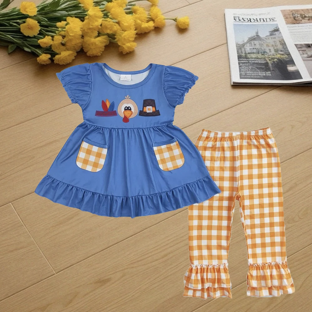 

9.29 Baby Girls Outfits Baby Girls Thanksgiving Turkey Pockets Tunic Pants Clothes Sets
