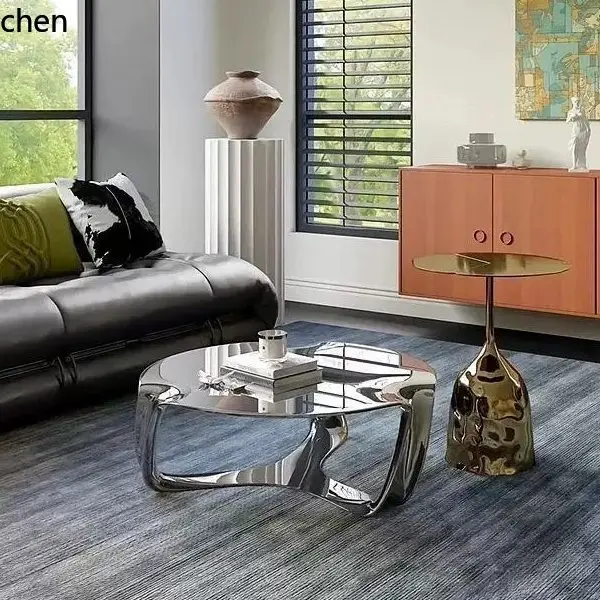 CZ Modern Creative Small Apartment Model Room Hotel Stainless Steel Hollow Cloud Coffee Table