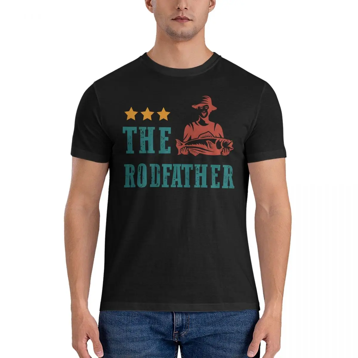 

Smart T-Shirt Men T-The Rodfather Funny 100% Cotton Tee Shirt Round Neck Short Sleeve T Shirt Original Tops