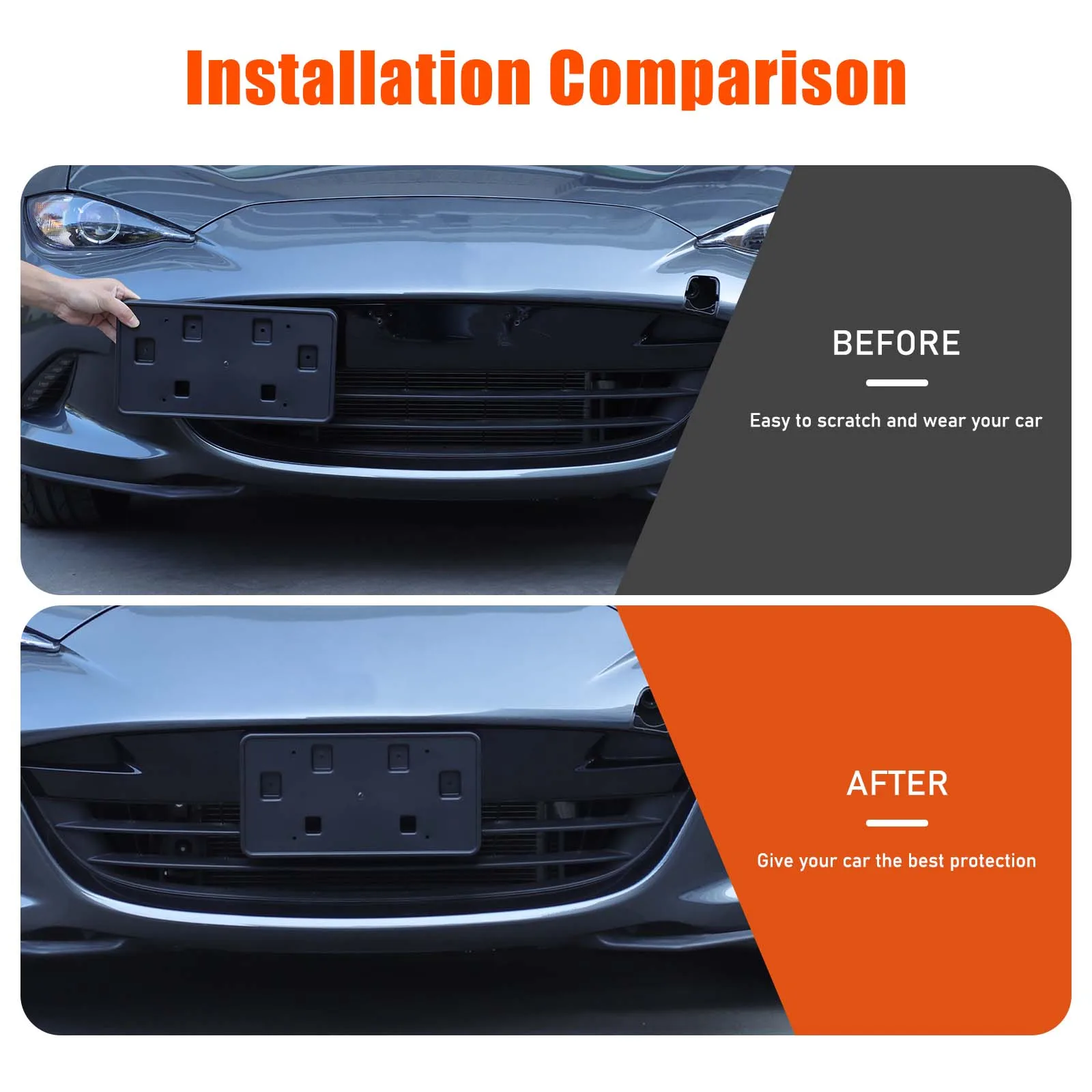 

Для Mazda MX-5 ND 2016-2025+ Стайлинг автомобиля Передняя стойка номерного знака автомобиля Аксессуары для внешней модификации автомобиля ABS черный 1 шт.