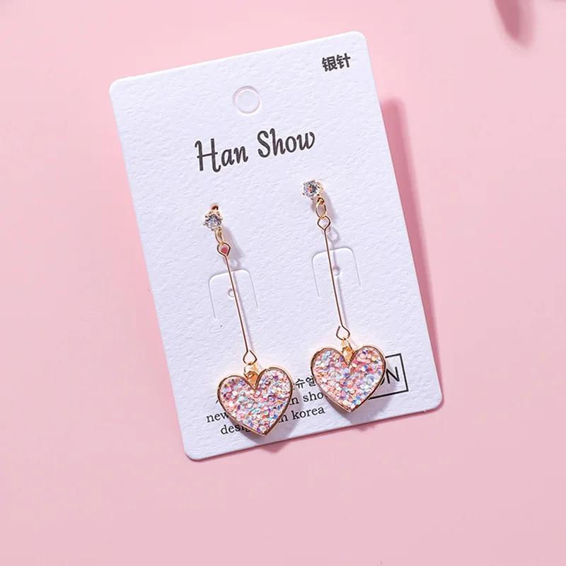 Exquisitos pendientes de circón en forma de corazón para mujeres y niñas, pendientes largos de lujo con borla, pendientes colgantes, regalos de joyería para fiesta y boda