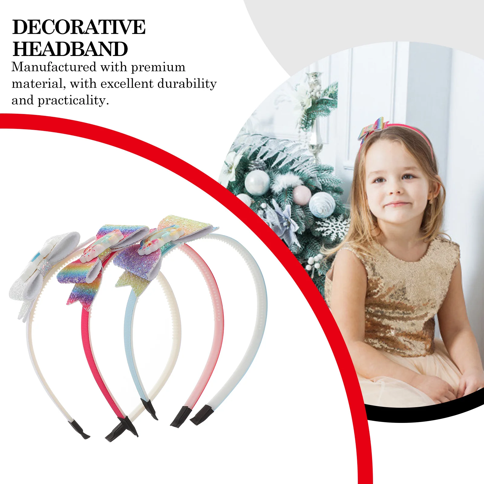 

Bow Headband Hair Gradient Headdress Decorative Rainbow Headwrap Accessories Hoops