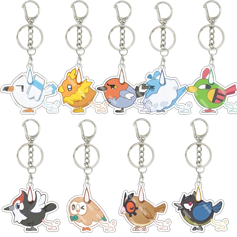 

Creative Fletchling Swablu Fletchinder Murkrow Hoothoot Bird Pocket Monsters Anime Acrylic Keychain Cartoon Key Ring Pendant Toy