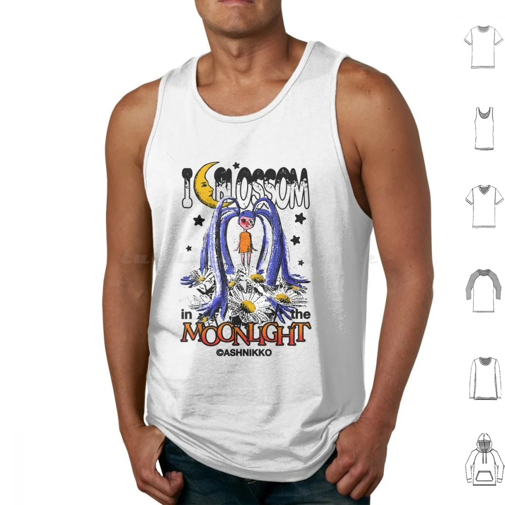 Anime Bunny-Lover-I Blossom In The Moonlight Tank Tops Print Cotton Lover Cool Cute Deal With It Teddy Bear I Blossom