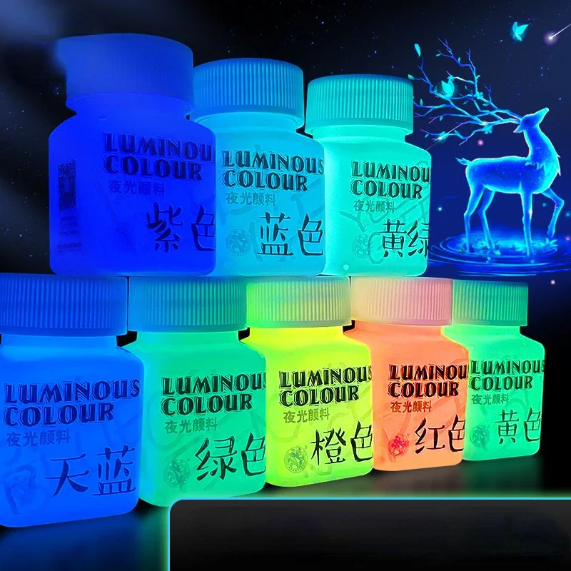 58ML High-brightness Luminous Acrylic Paint Student Hand-painted DIY Textile Drawing Super Bright Light Absorbing Pigment