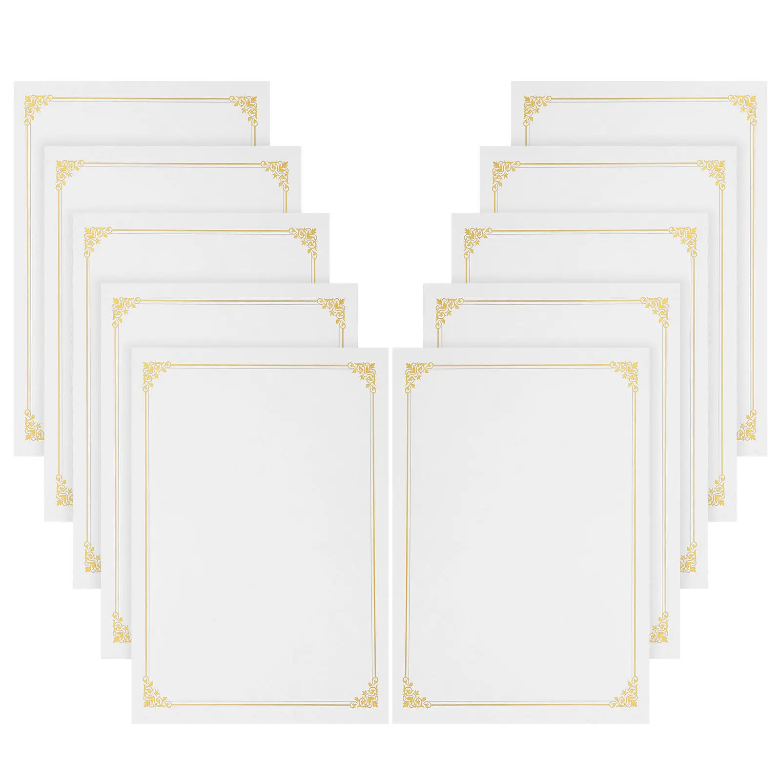 

10 шт. бумаги формата А4 для сертификатов с золотым фольгированным краем, плотная, для печати, для академических наград и поощрения сотрудников