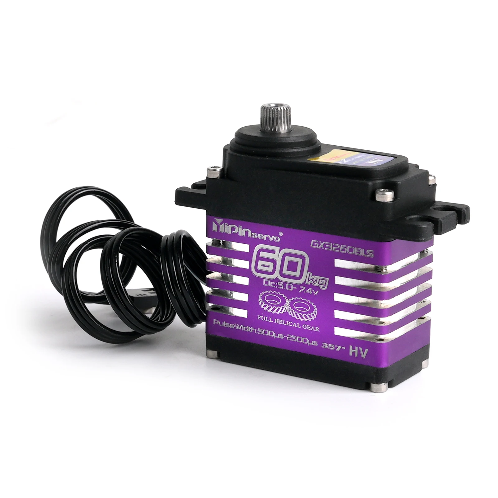 Servo digital de 60kg, à prova d'água, ip68, grande torque, motor sem escova, engrenagem helicoidal de aço, servos 7.4v para carro rc, robô 1/8 1/10