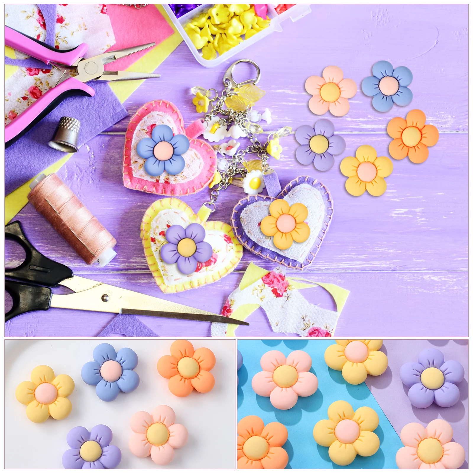 

50 pcs Resin Flowers Charms Flatback Flower Buttons Diy Craft Decoration Accessories For Phone Cases Clothes Shoes Hats