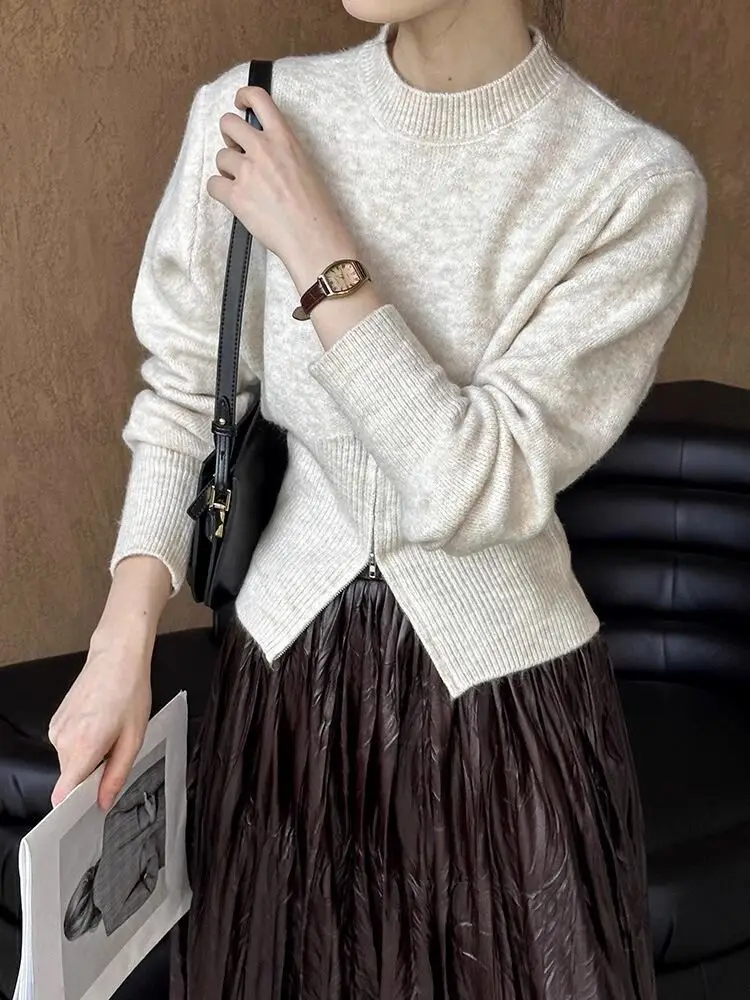 

Sweaters Jumpers Pullovers Women Pullover Y2K Fur Collar Varsity-Striped Boxy Campus University Team Athletic Sport Streetwears