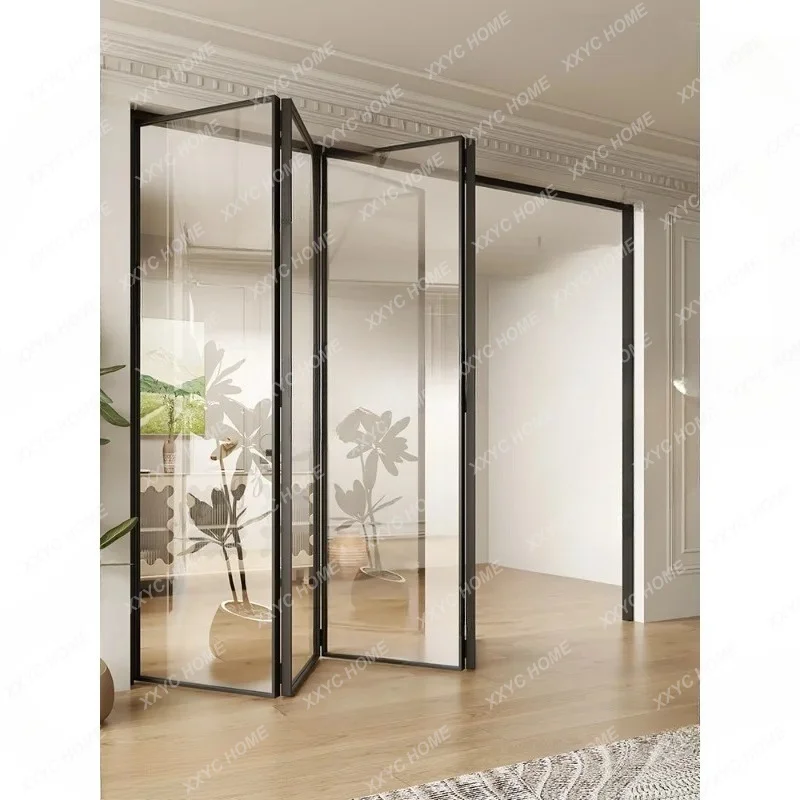 XXaluminum alloy indoor balcony kitchen folding door bathroom hanging rail glass four folding doors