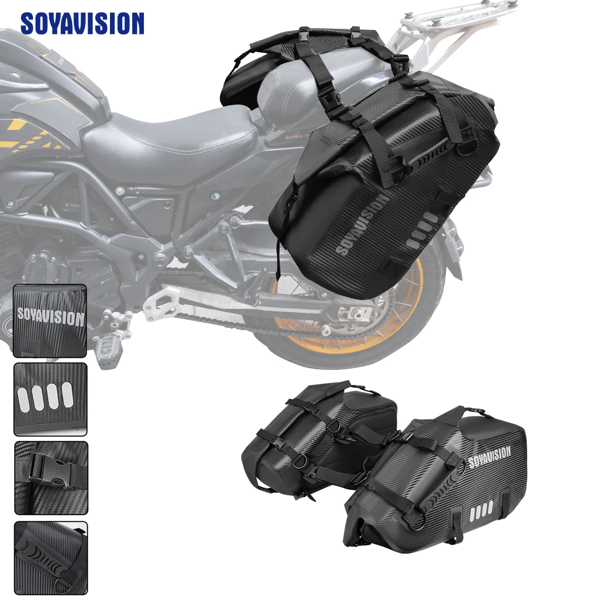 

SOYAVIISION мотоциклетная сумка, водонепроницаемая, 18 л, большая вместимость, универсальная сумка на багажник для мотоцикла, седло, боковые сумки