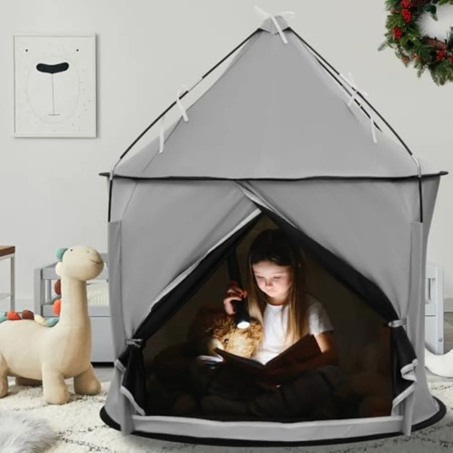 

Sensory tent for kids with autism: blackout fabric, black, fan-ready port for enhanced ventilation, portable and easy setup