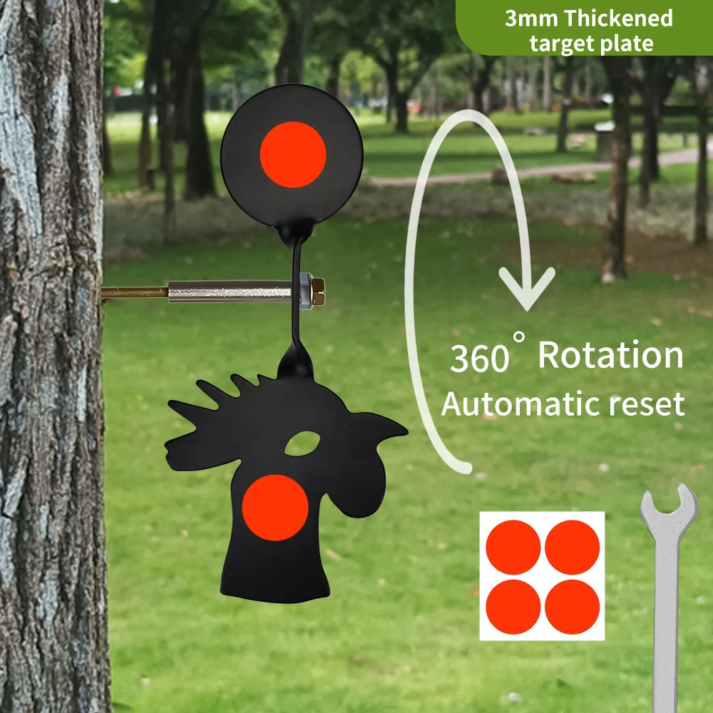 3mm Thick Metal Target Bullet Bow Shooting Practice, Durable Target That Automatically Resets After Each Shot, Outdoors In-Tree