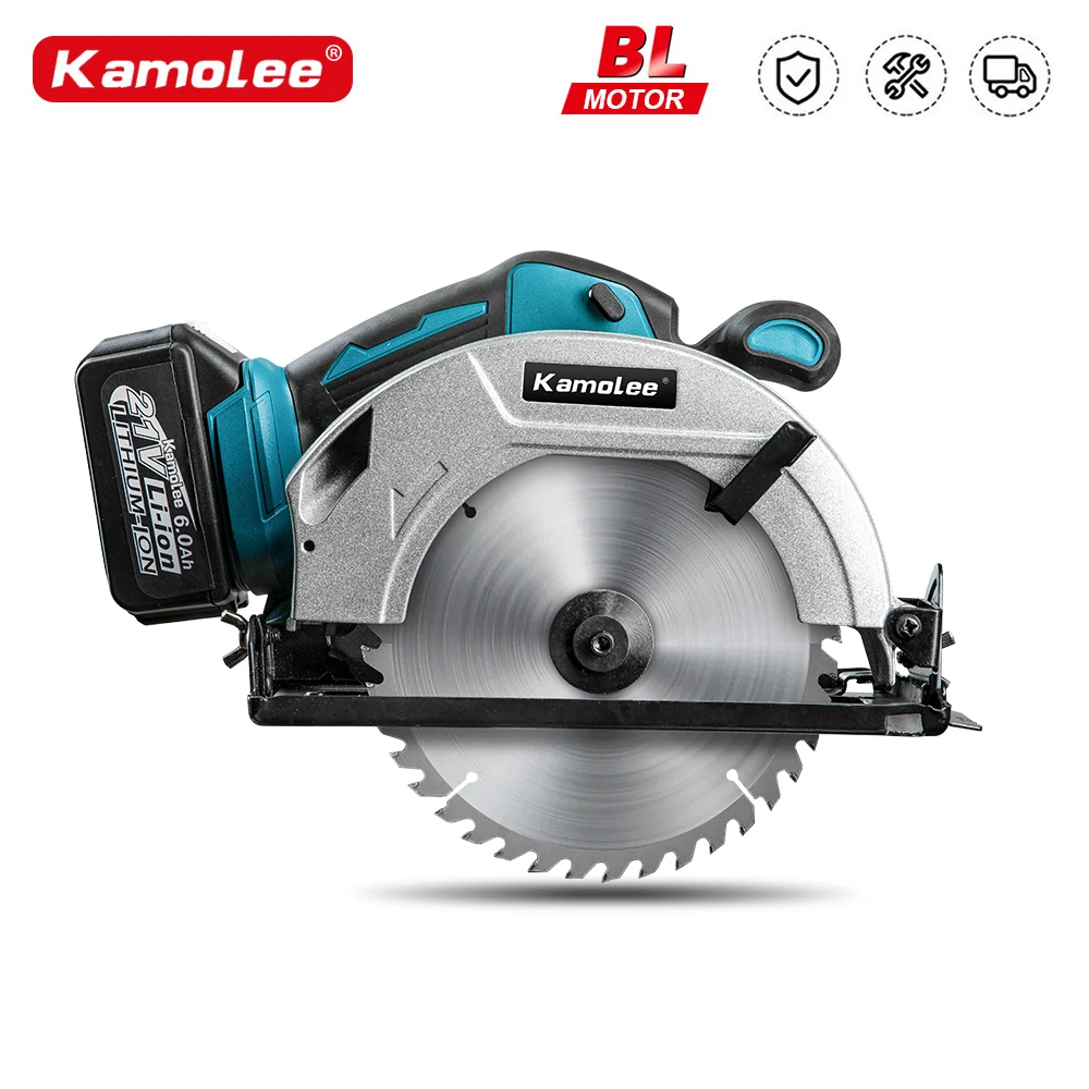 Kamolee 7 inch 21V 6.0Ah 6000mAh Electric Circular Saw  for Home DIY Compatible Makita 18V Battery