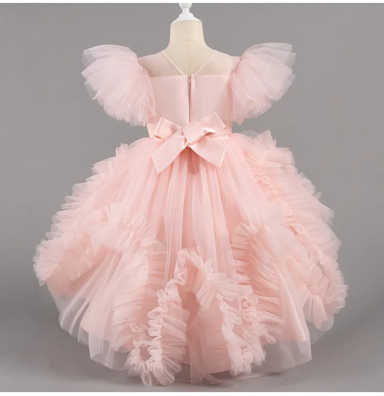 Girl Puffy Dress Tutu Performance Girls' Princess Dresses Child White Clothing