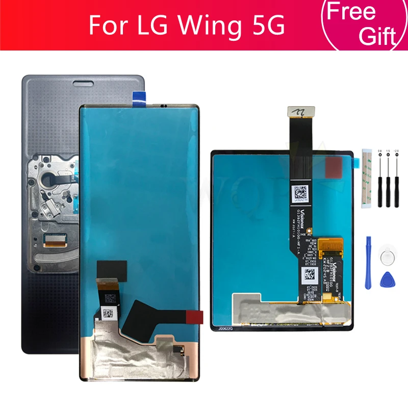 For LG Wing 5G LCD Display Touch Screen Digitizer Assembly Display LM-F100 LMF100N LCD With Frame Replacement Repair Parts