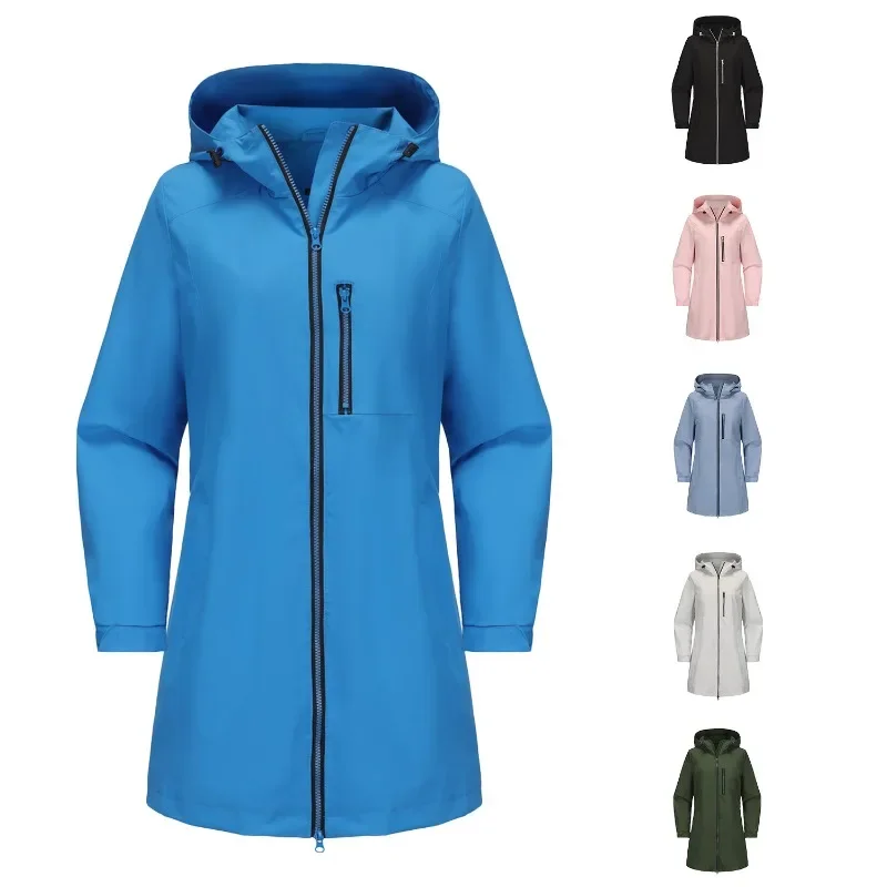 Coupe-vent imperméable pour femmes, manteaux européens et américains, manteau à manches longues, vêtements décontractés amples, printemps et automne