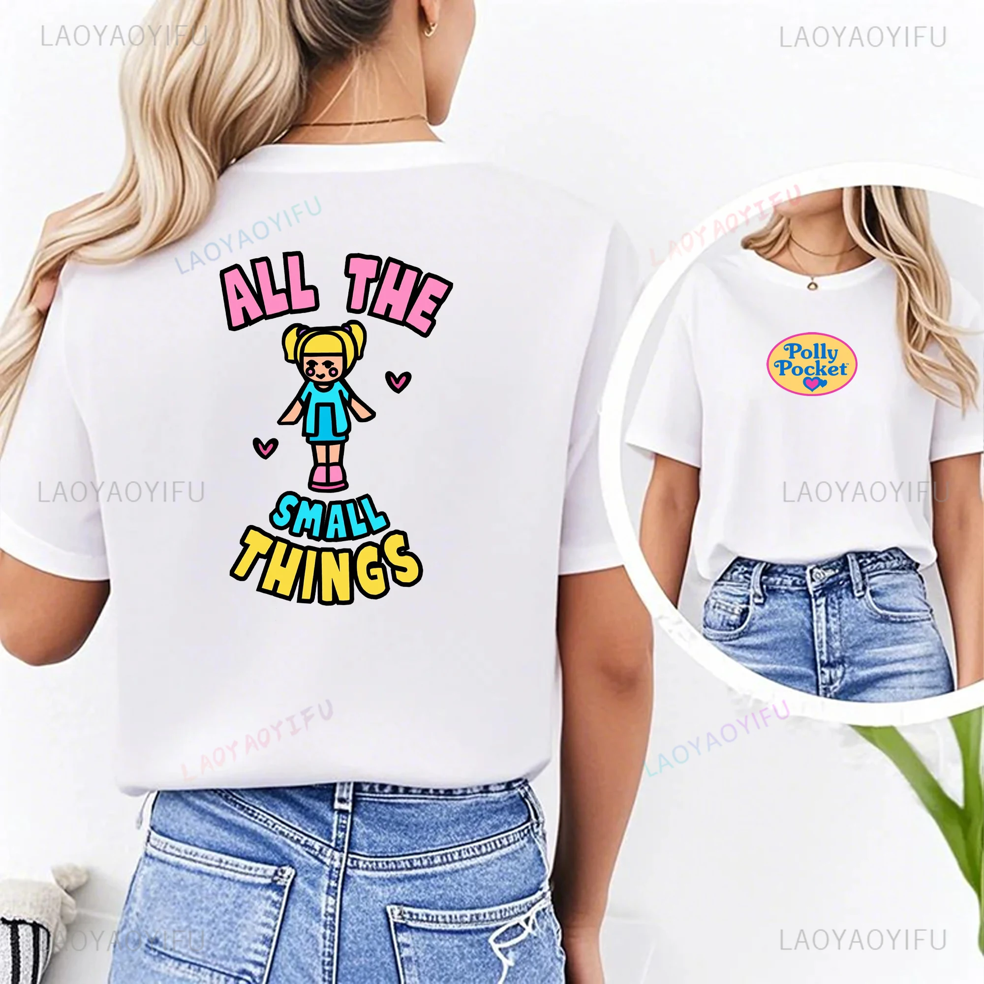 

Милая футболка с карманом Polly Kawaii Polly Pocket с принтом, топы, летняя мужская футболка с круглым вырезом и короткими рукавами, классическая футболка с рисунком из мультфильма