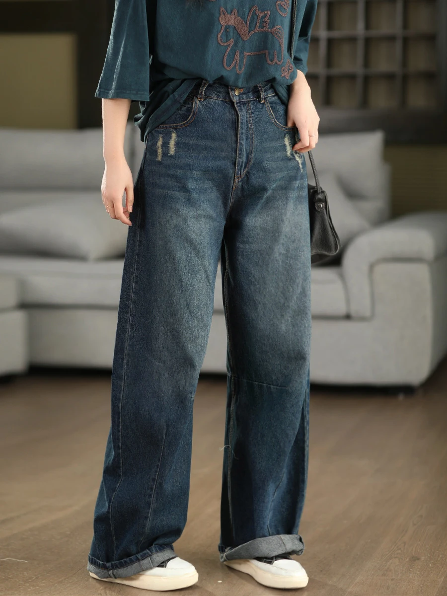 

Женские джинсы-бананы с высокой талией, расклешенные, свободного кроя, в стиле ретро, весенняя коллекция