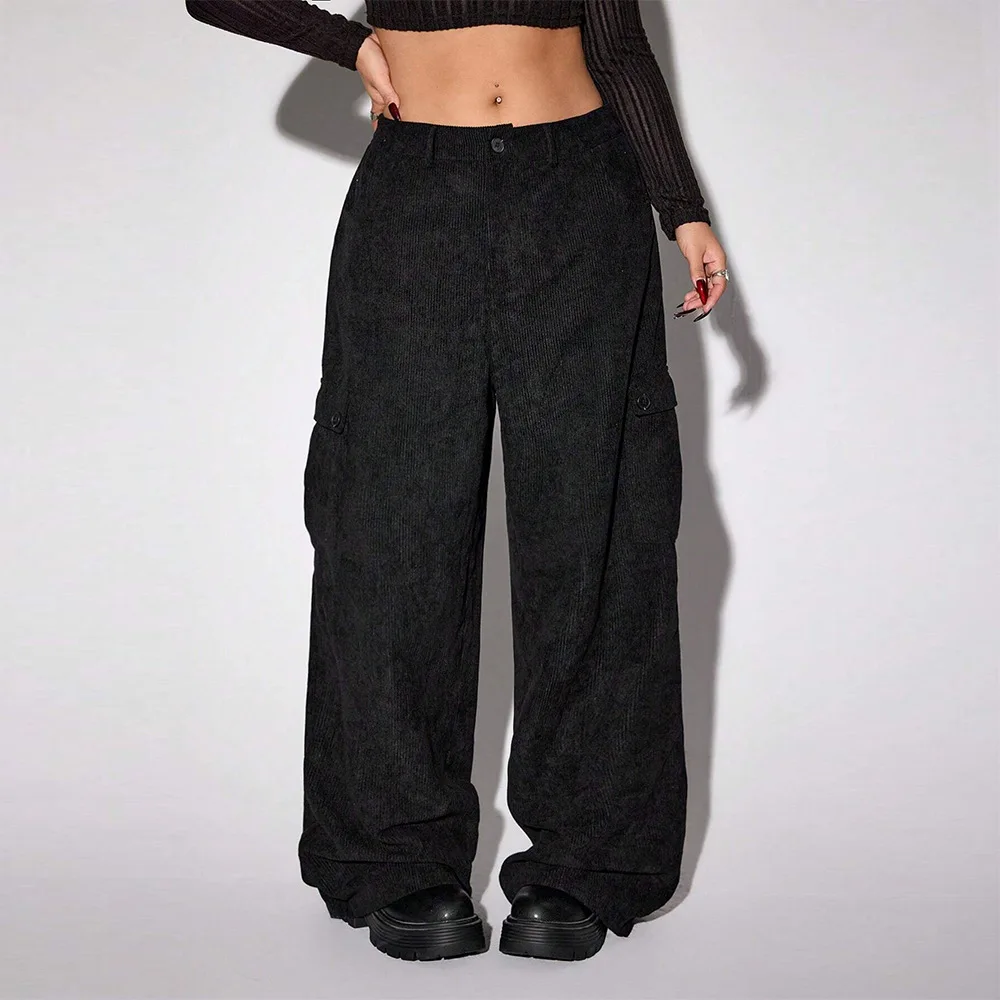 

Large Size Women's Clothing, American Workwear Style Casual Pants, Autumn and Winter New Styles, Street Trend Wide Leg Pants
