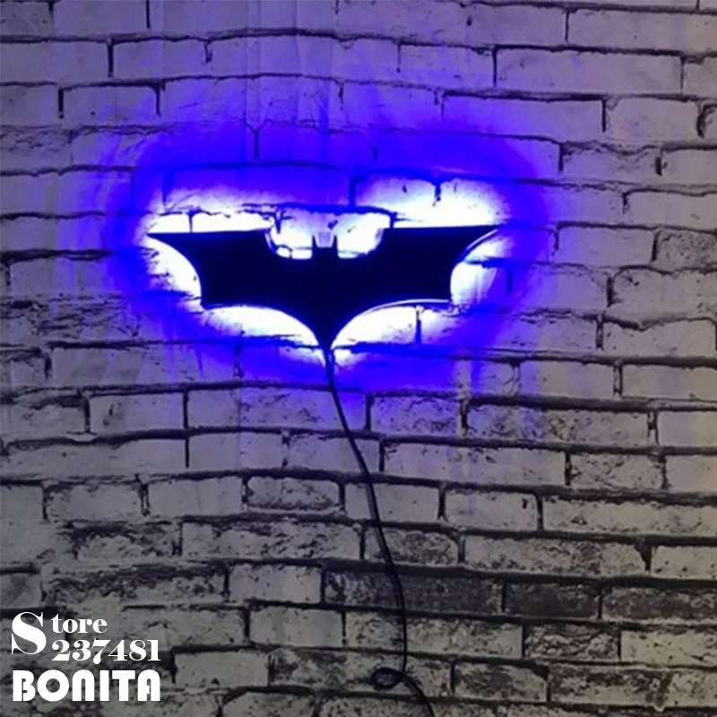 Super Cool 3D LED Night Light Bat Animal Bedside Gaming Room Bar Wall Lamp SuperHero Atmosphere Sign Wall light USB