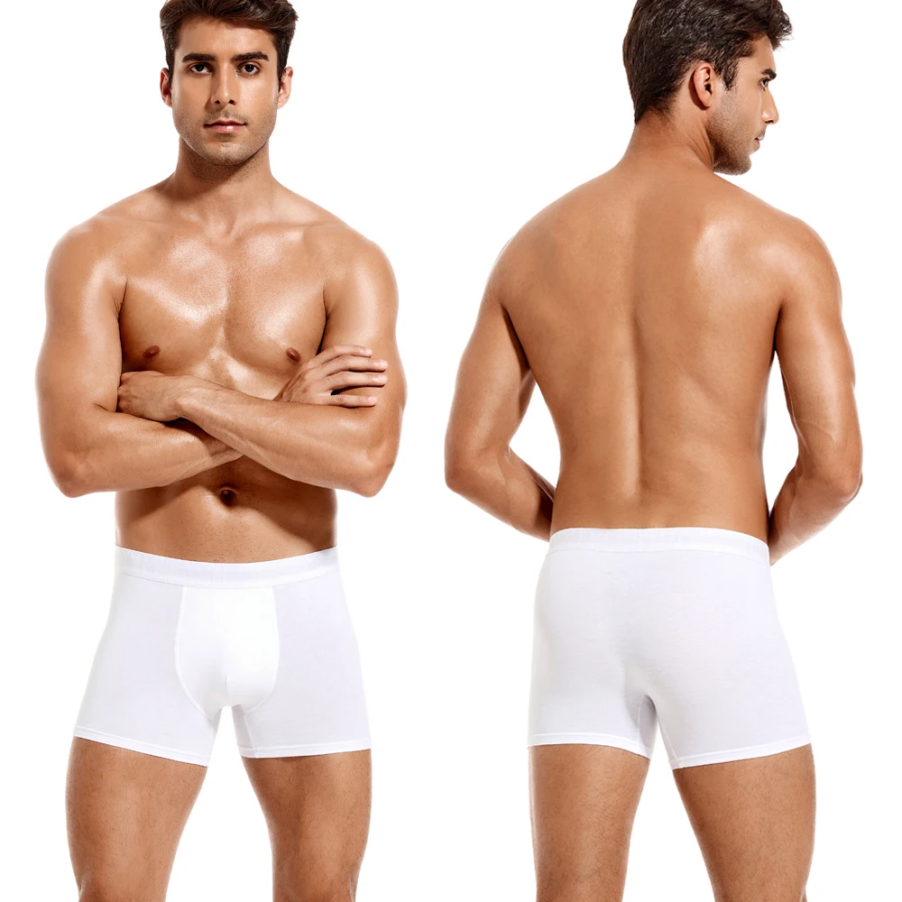 Lot de 6 boxers blancs en coton pour homme, sous-vêtements masculins de marque, slip sexy