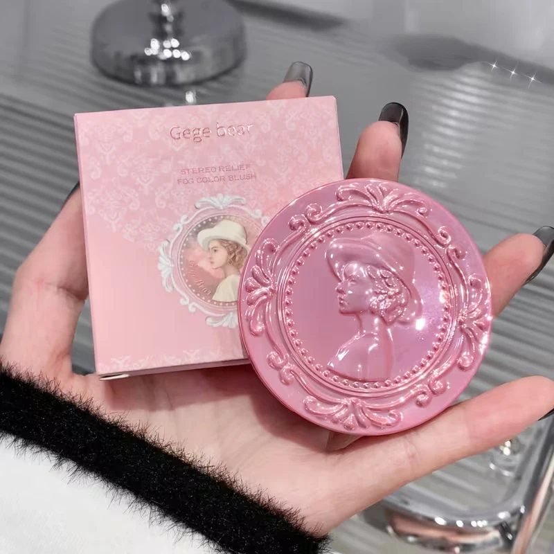 ثلاثية الأبعاد تنقش الفتاة أحمر الخدود الصحافة مسحوق عارية الطبيعية ماتي برتقالي براون الوجه تحقق الكنتوري أحمر الخدود روج ماكياج لوحة أحمر الخدود #6