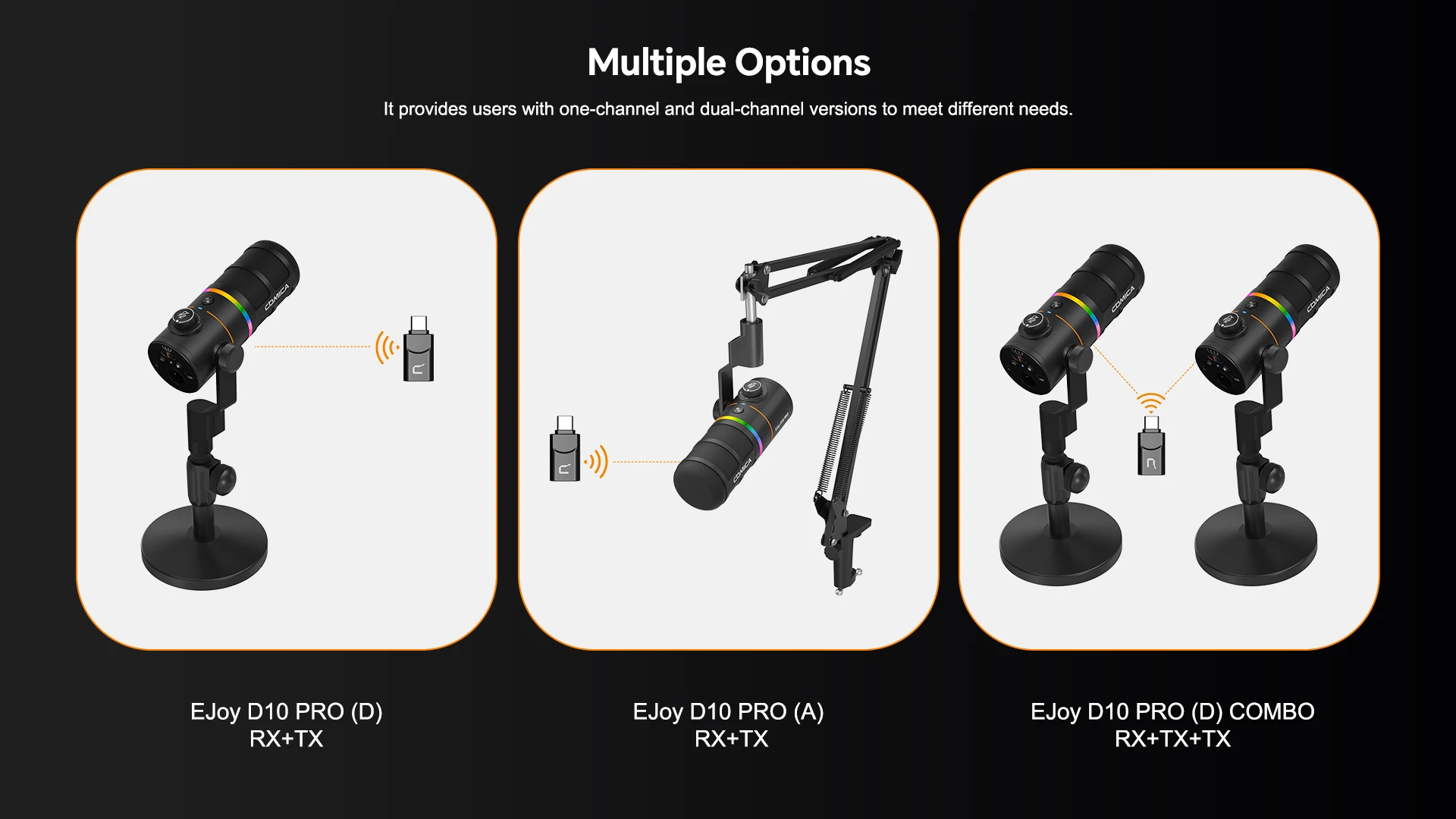 COMICA Ejoy D10 Pro RGB USB/XLR Dynamisches Kabelloses Mikrofon Gaming-Mikrofon Rauschunterdrückung für Streaming, Interviews und Podcasts – Detail 5