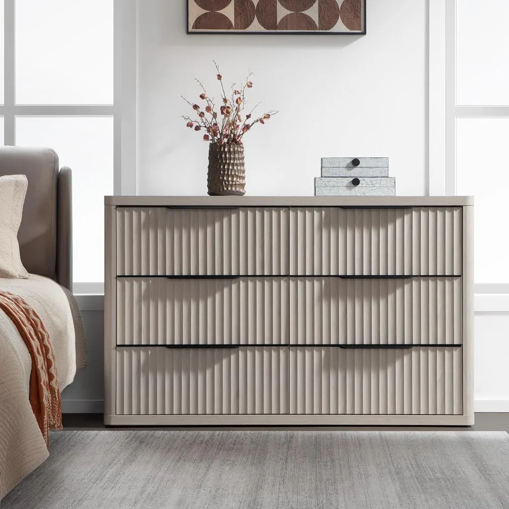 

Dresser for Bedroom,6 Drawer Dressers & Chests of Drawers fors Closet Long Large Modern TV Stand Set for Clothes Storage,Dresser