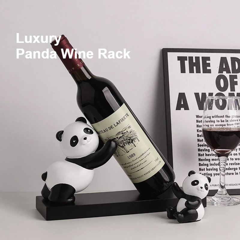 

Luxury Panda Wine Rack Modern Home Decoration Sculpture Wine Cabinet Shelf Ornament Housewarming Gift