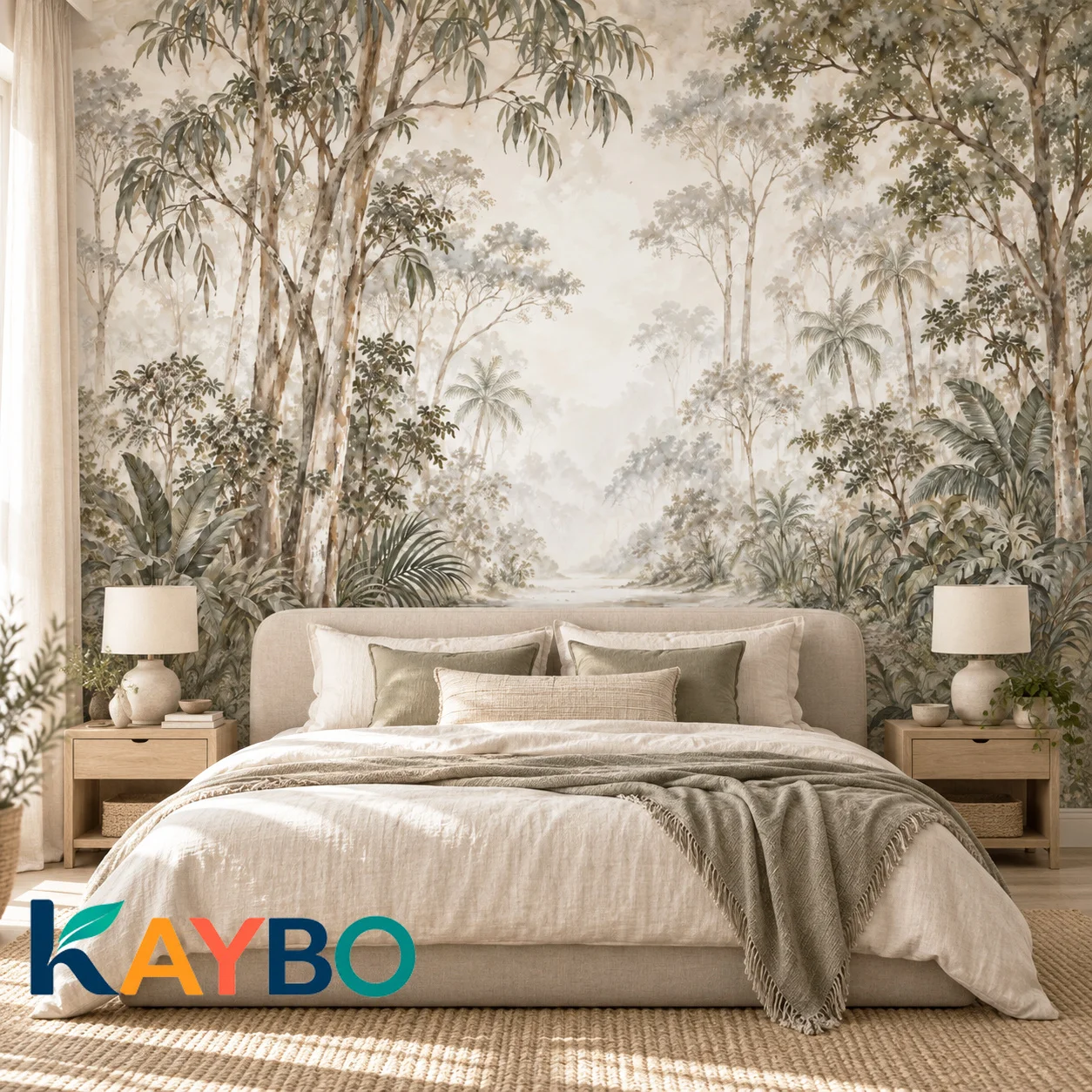 Forest Wallpaper Mural Tropical Jungle Landscape Wall Decor Nature River Bedroom Living Room Accent Wall Cover Non Self Adhesive