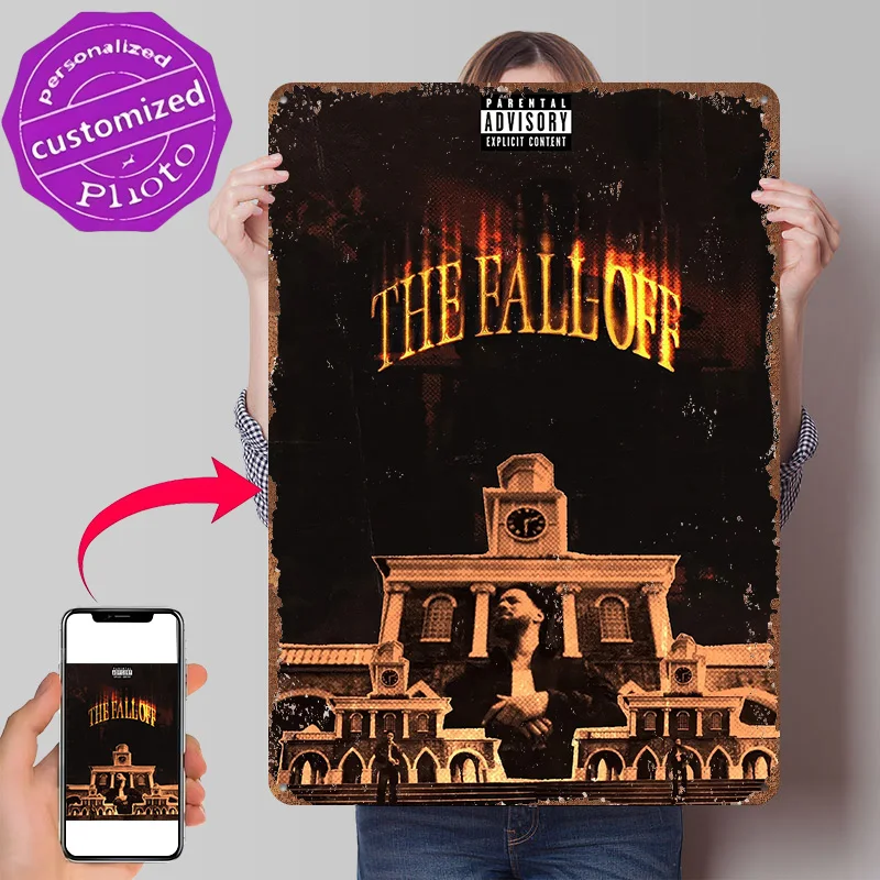 J Cole The Fall Off Album Cover Personalized 3D Textured Metal Poster Wall Art Tinplate Sign for Funny Signs Decor Luxury Room