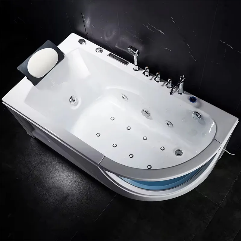 

Acrylic bathtub household curved double-sided skirt bathtub ordinary simple wall jacuzzi factory direct sales