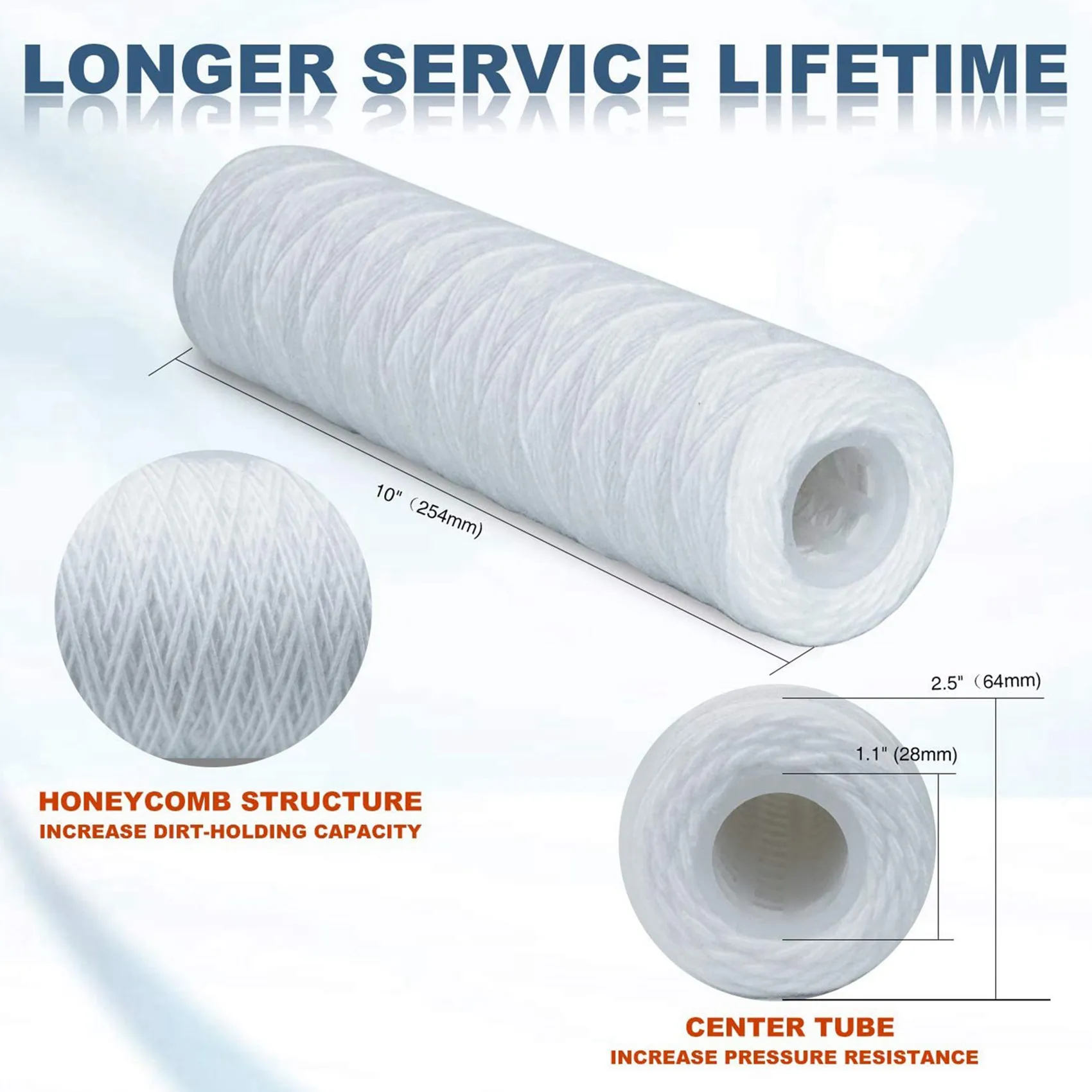 INLIG-10 Micrometre String Wound Sediment Water Filter Cartridge,12 Pack,Whole House Sediment Filtration,Universal