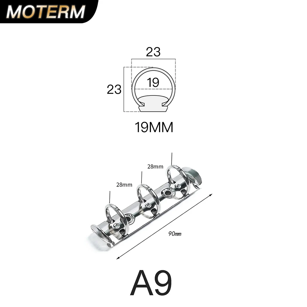 Moterm A9 Size Metal Spiral Rings Binder Clip 3 holes With 2 Pairs of Screw For Diary Notebook Planner Binder Clip File Folder