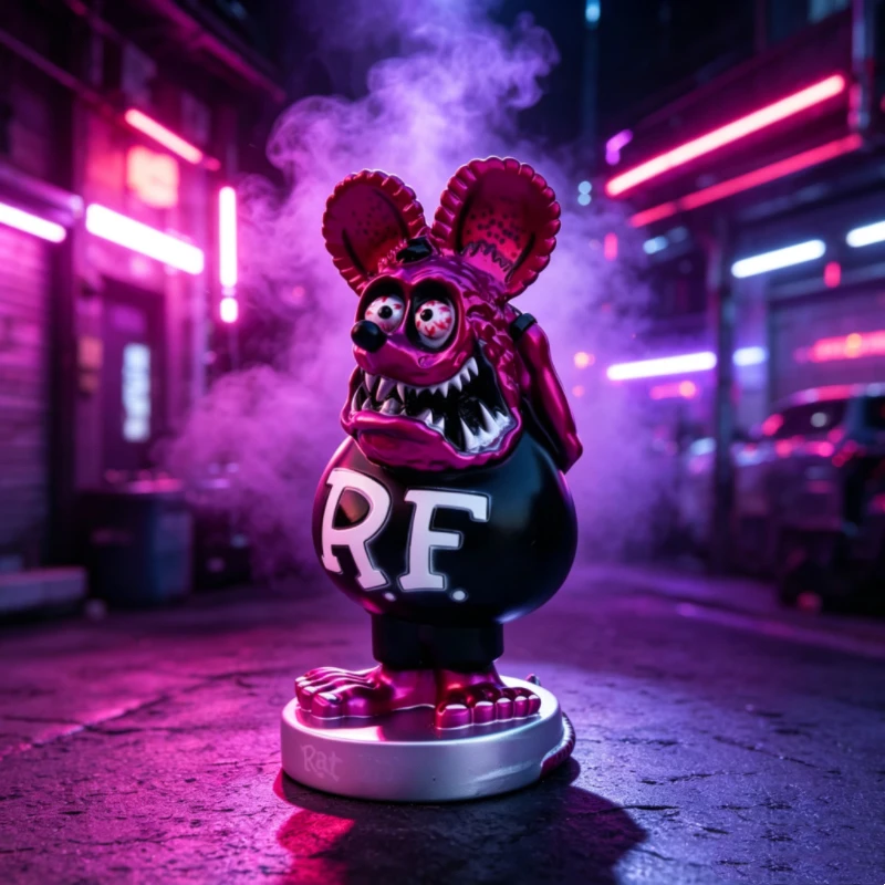 Rat Fink Multicolor Figure, Big Daddy Ed Roth Kustom Kulture, Hot Rod Style Bobblehead, Retro Wacky Wobbler Toy For Collectors