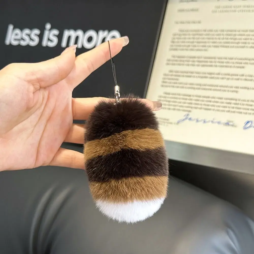 Rex Rabbit Raccoon Tail Keychain Phone Lanyard Fluffy Soft Rabbit Fur Keyring 10cm Plush Toy Pompom Tail Keyring Bag Charm