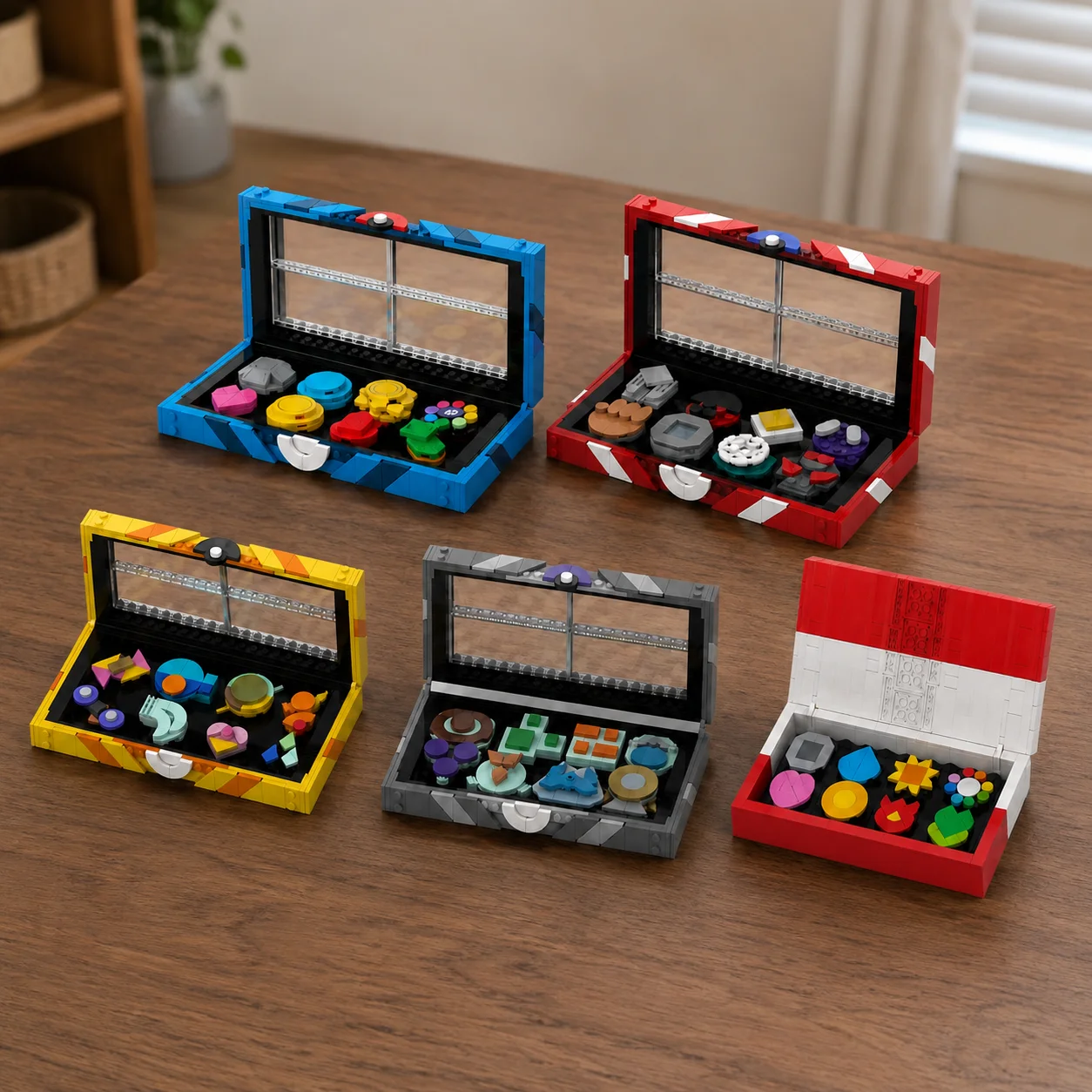 Popular Anime Style pokess Monster Trainer Badge Collection Model Building Blocks DIY Creative Assembly Display Set Toys Gifts
