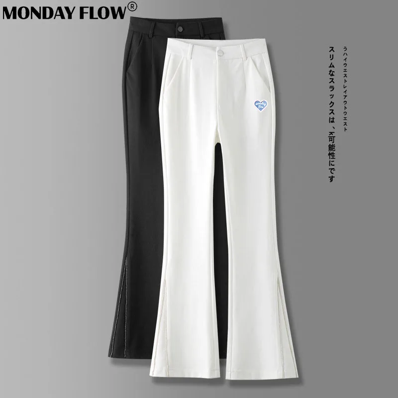 Monday Flow Women's Bell Bottoms Golf Pants Leisure Women Clothing Comfortable Slimming Flare Ninth Sweatpants Fashion Golf Wear