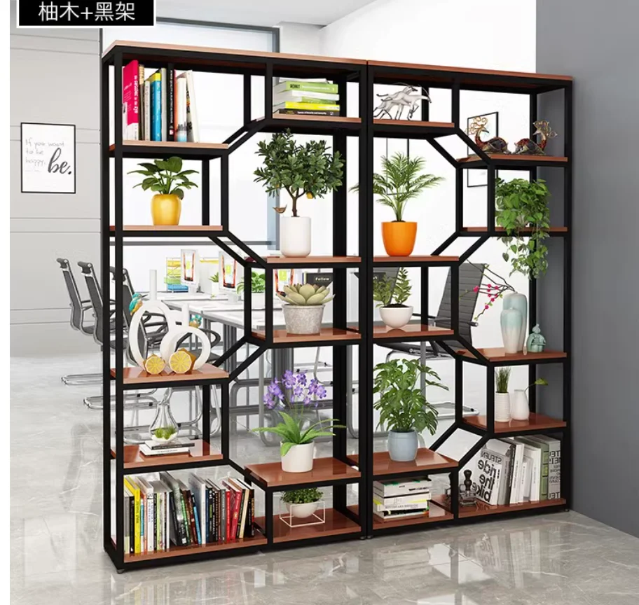 Bookshelf shelf Home living room display shelf Office partition shelf Simple multi-layer iron storage shelf